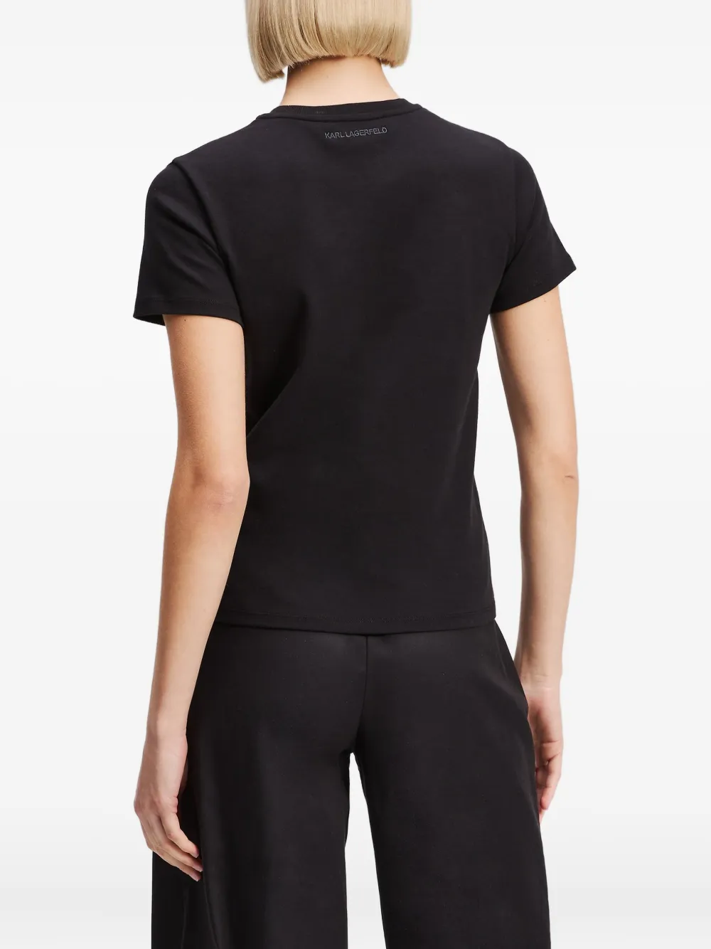 Karl Lagerfeld T-shirt met zonnebril van stras Zwart