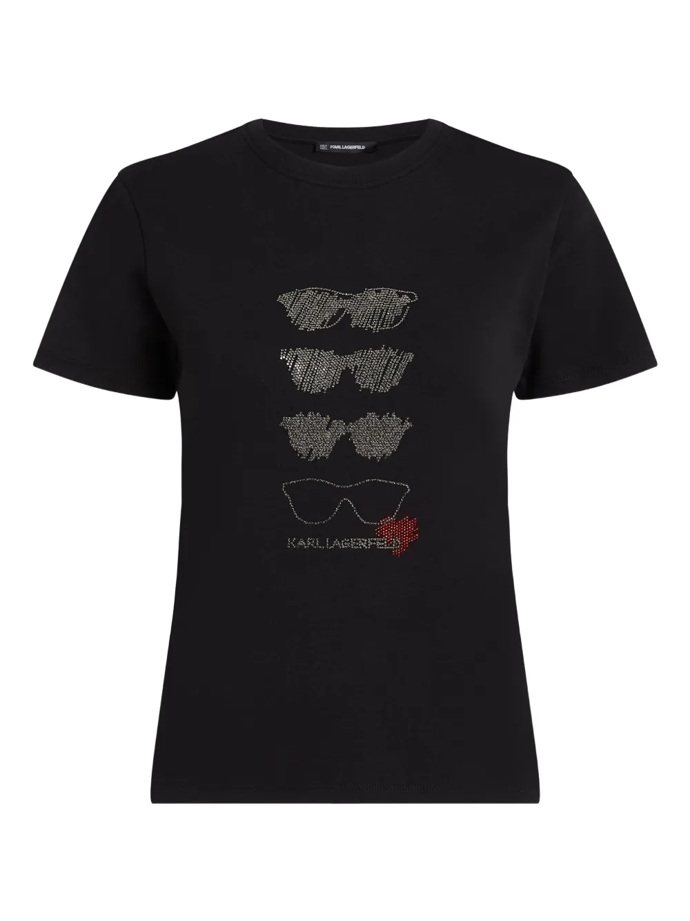 Karl Lagerfeld T-shirt met zonnebril van stras Zwart