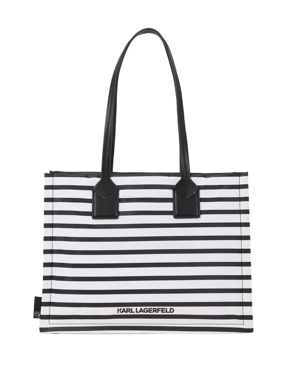 Karl Lagerfeld Medium Ikon gestreepte shopper Zwart