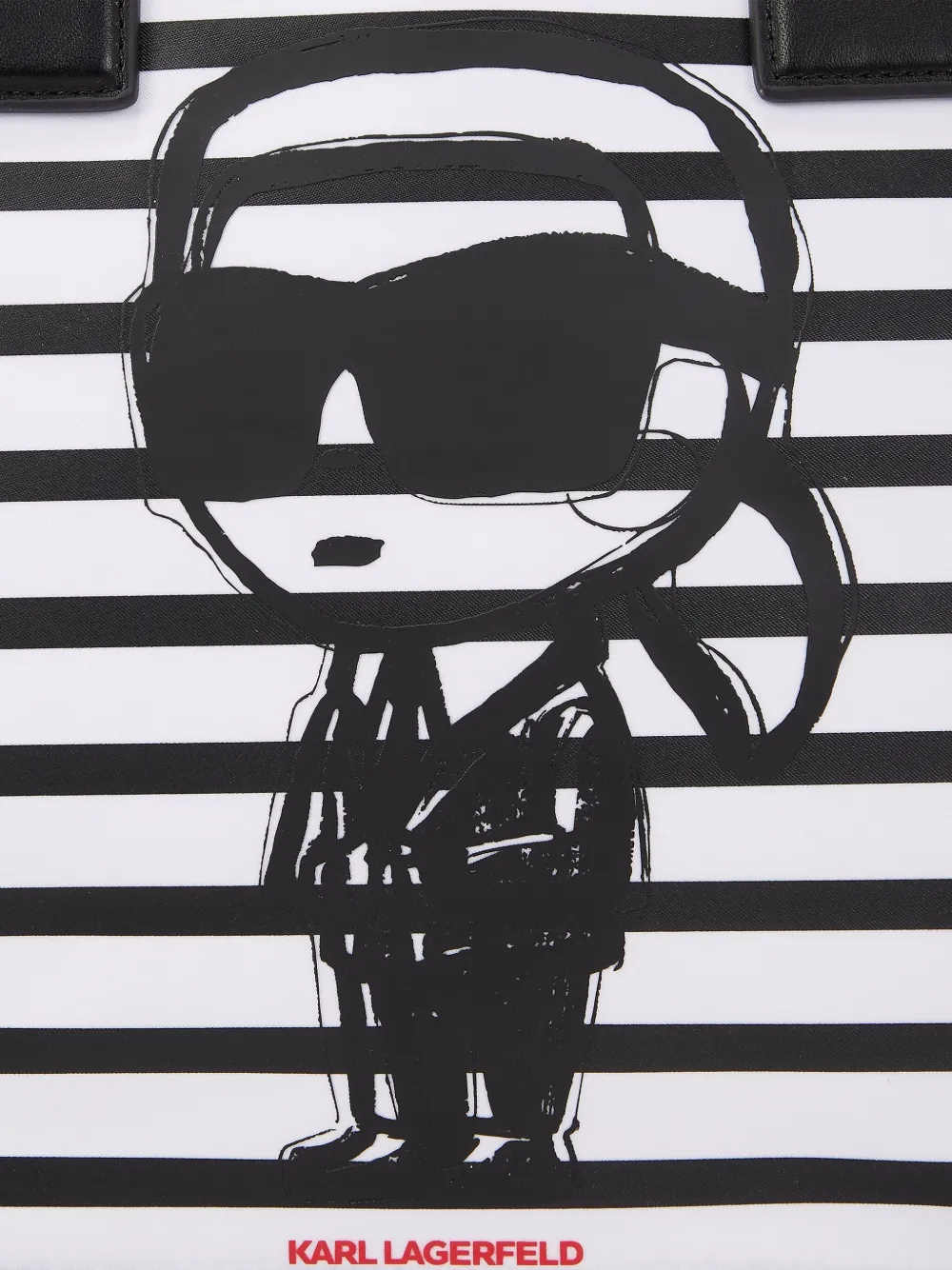 Karl Lagerfeld Medium Ikon gestreepte shopper Zwart
