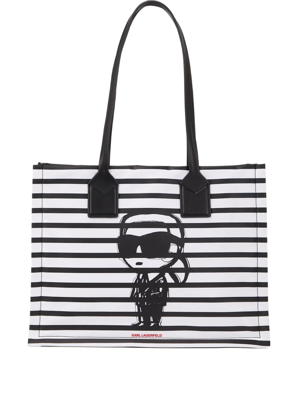 Karl Lagerfeld Medium Ikon gestreepte shopper Zwart