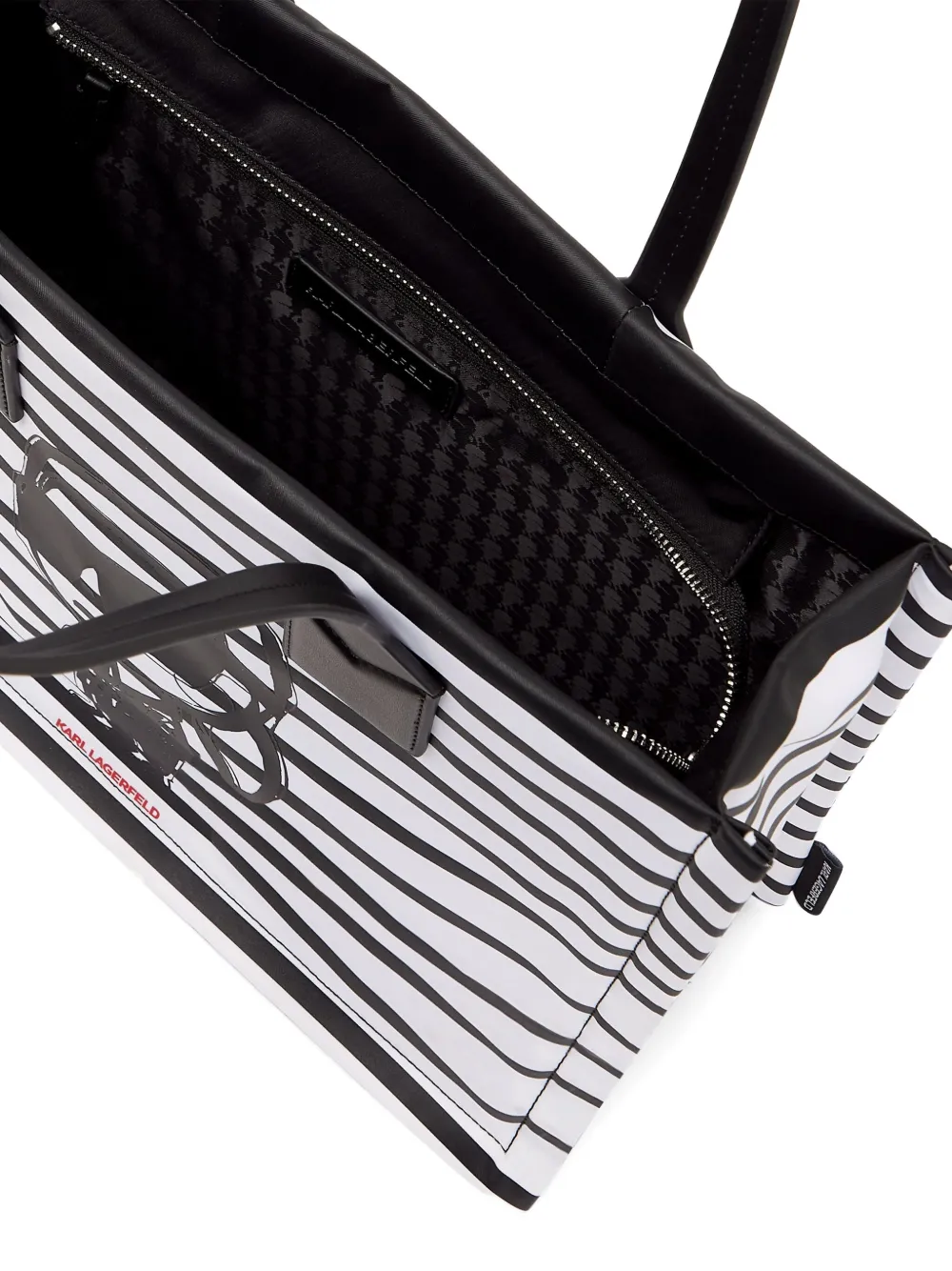 Karl Lagerfeld Medium Ikon gestreepte shopper Zwart