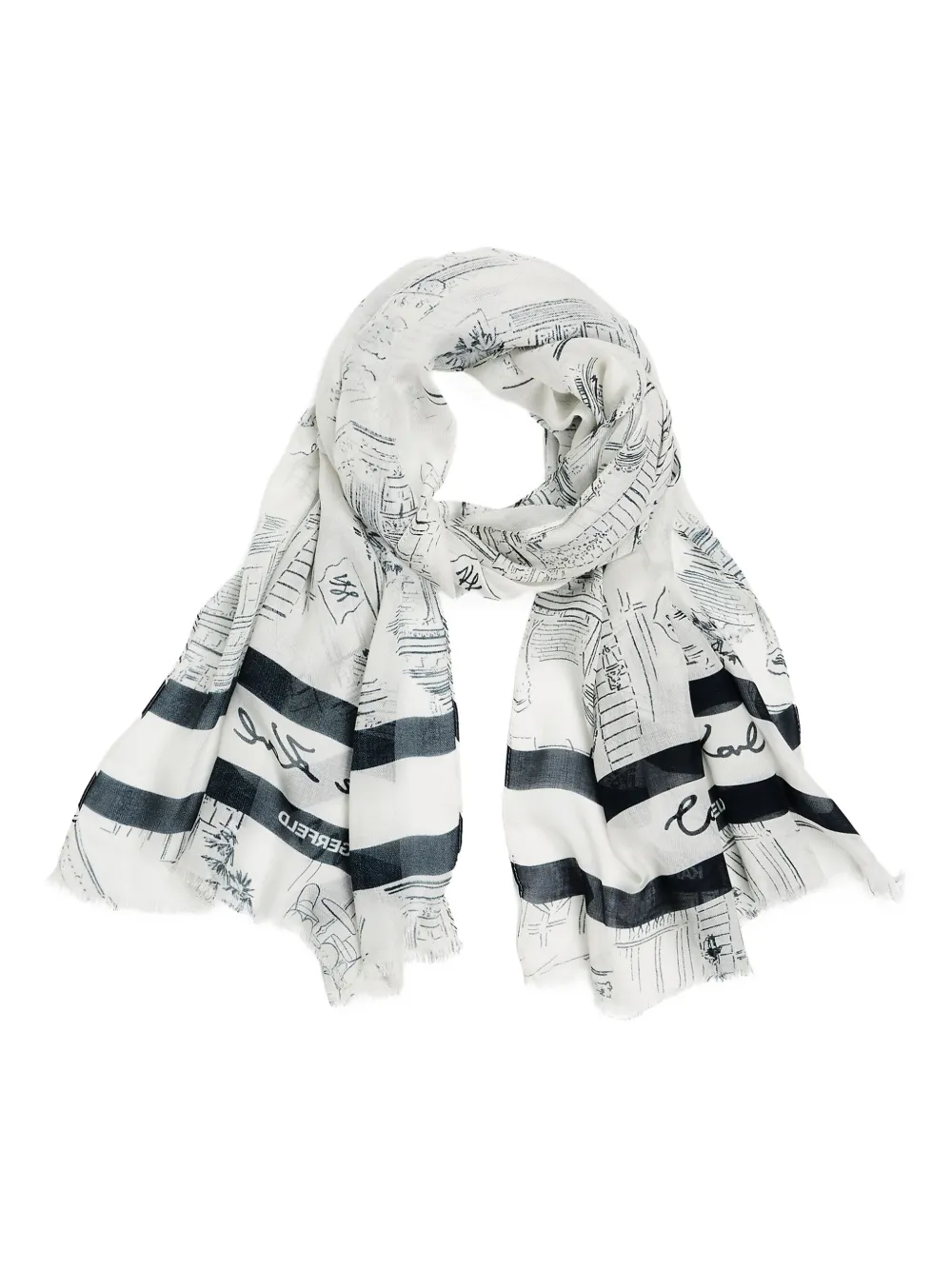 Karl Lagerfeld x Jorge Parra sjaal met print Wit