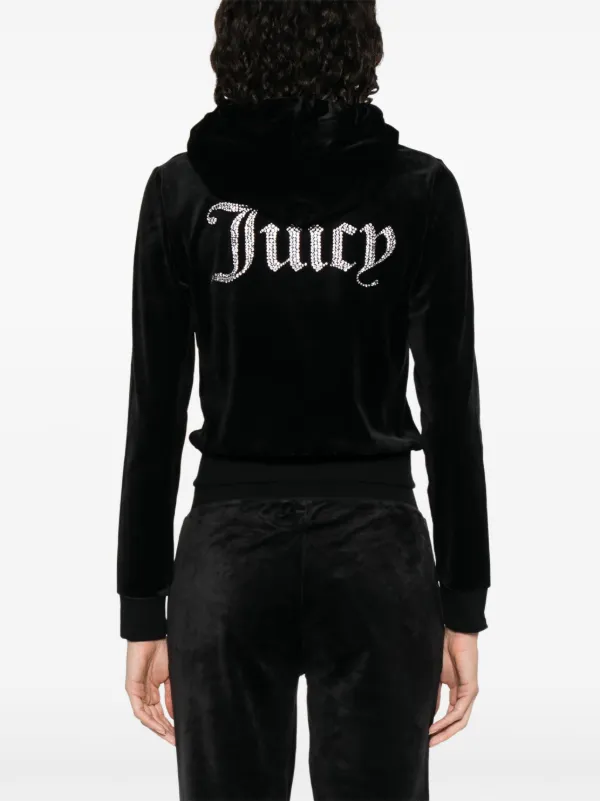 Juicy Couture Velour Hoodie | Black | FARFETCH NZ