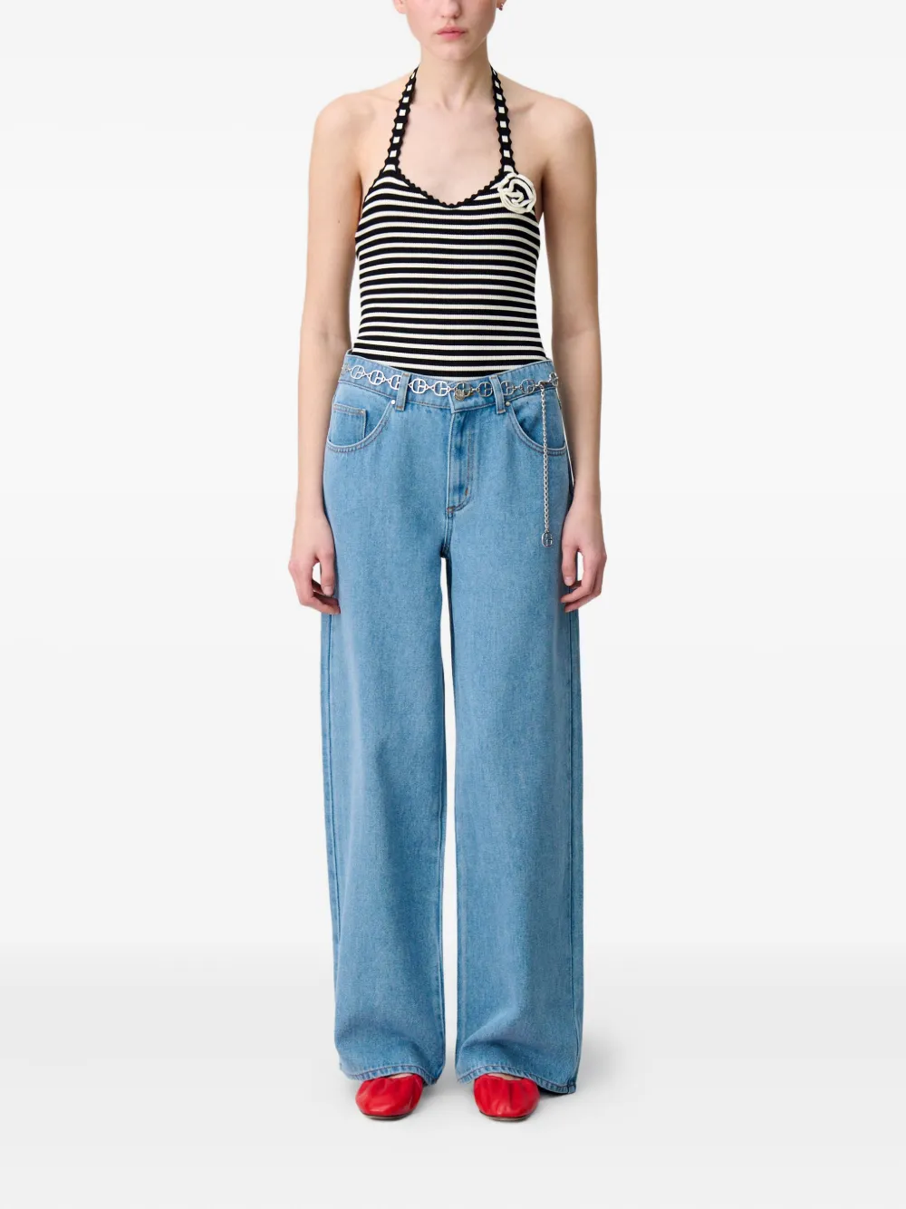 Claudie Pierlot Gestreepte body Zwart