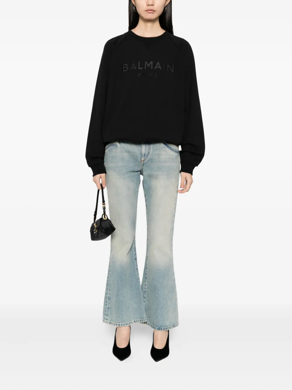 Balmain Logo-embroidered Sweatshirt In Black