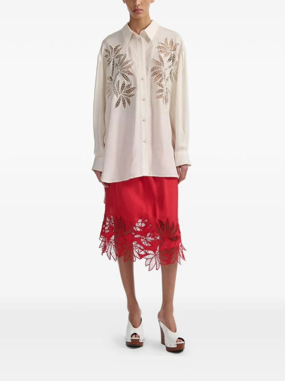 Diotima lace-detail shirt - Beige