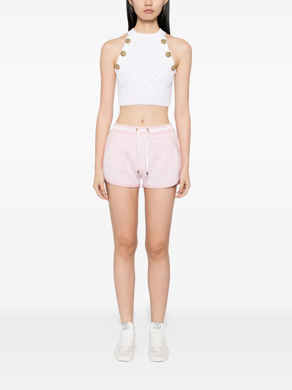 Balmain Shorts met geborduurd logo Roze