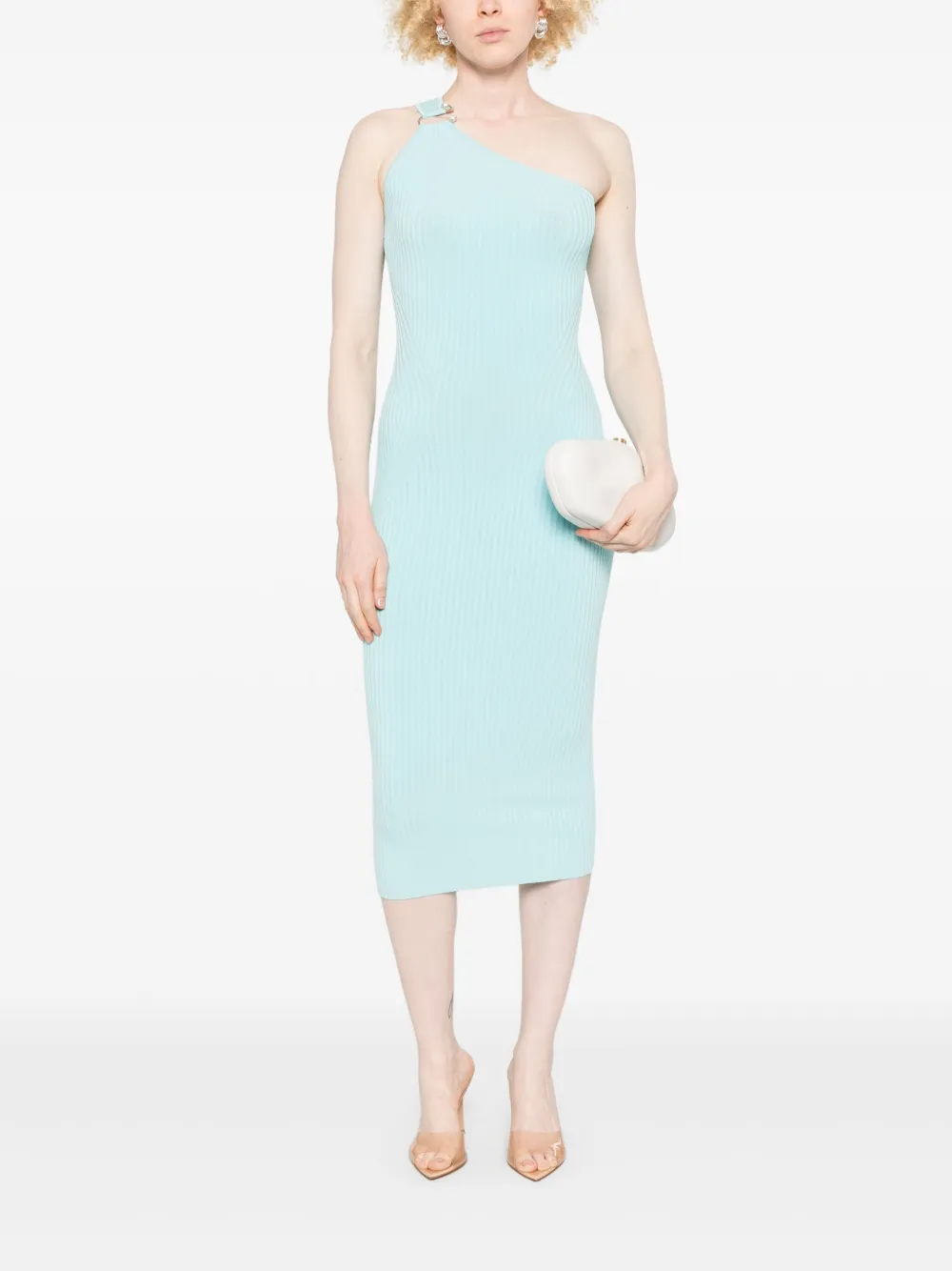 David Koma ribbed midi dress - Blauw