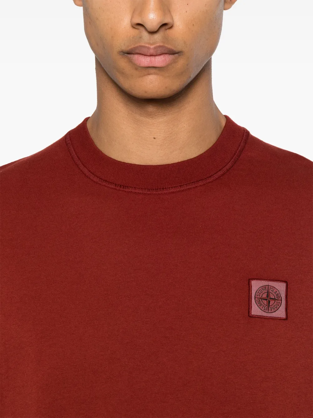 Stone Island T-shirt met Compass-logopatch Bruin