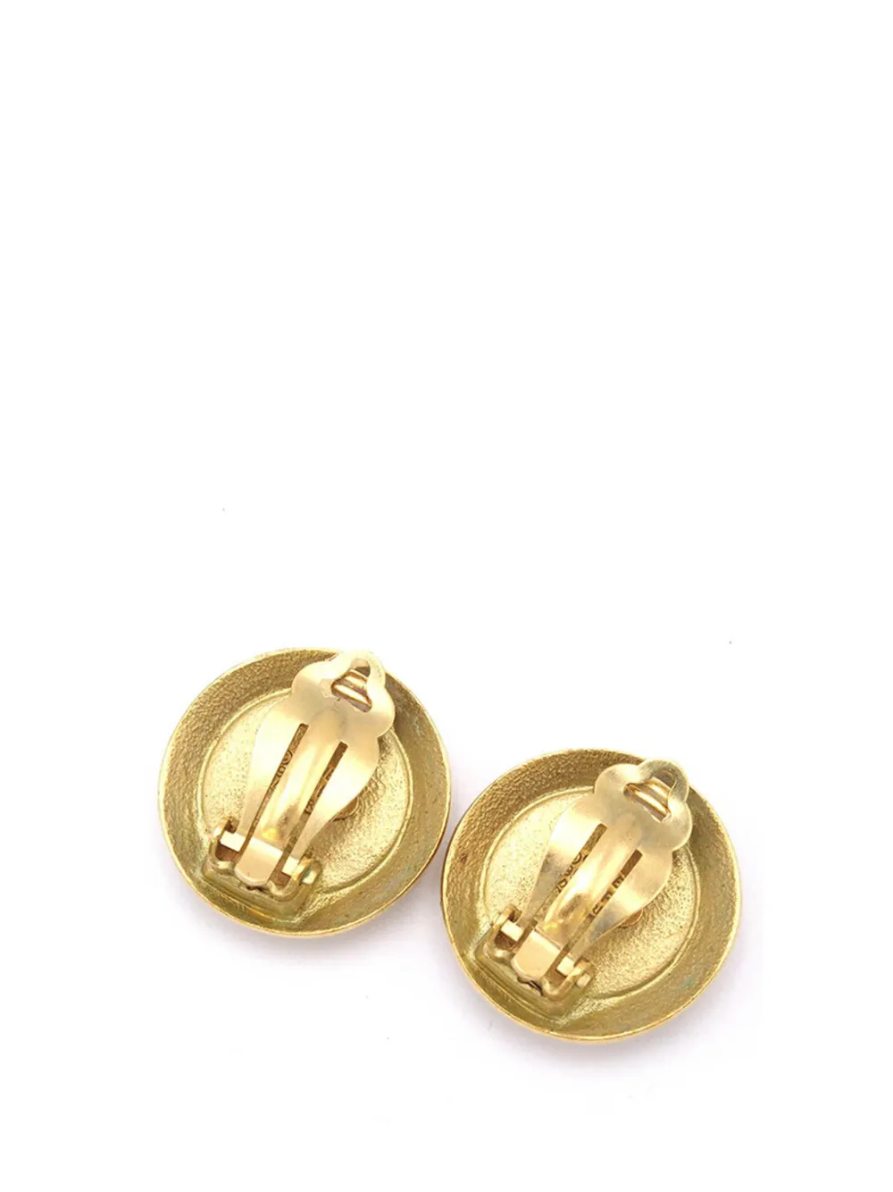 Pre-owned Chanel 1995 Gold Plated Cc Button Clip On Earrings Costume Earrings