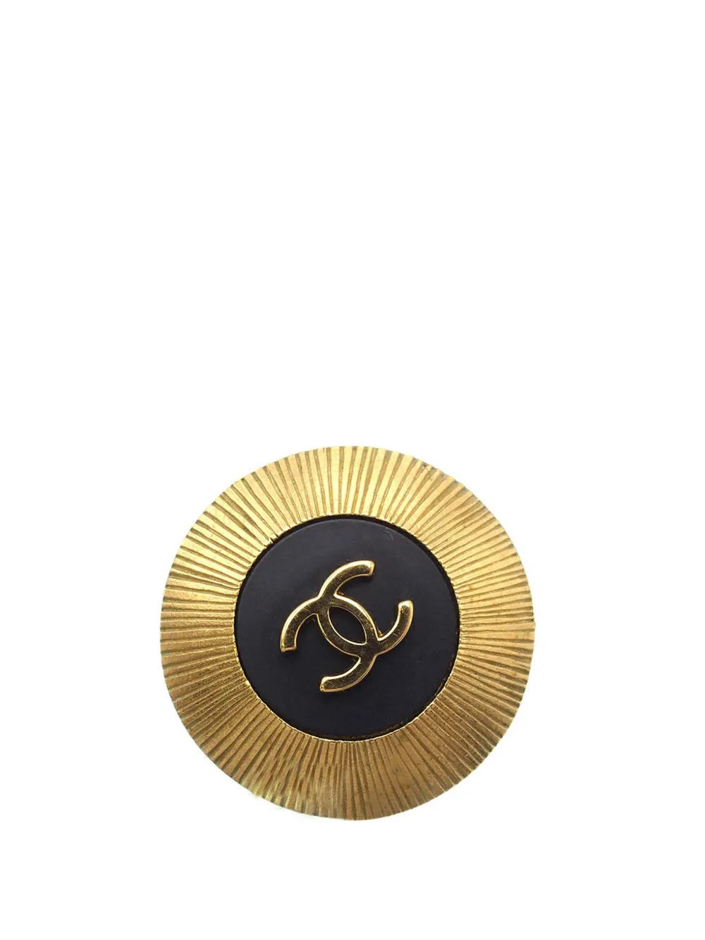 Pre-owned Chanel 1995 Gold Plated Cc Button Clip On Earrings Costume Earrings