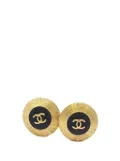 CHANEL Pre-Owned 1995 Gold Plated CC Button Clip On Earrings costume earrings