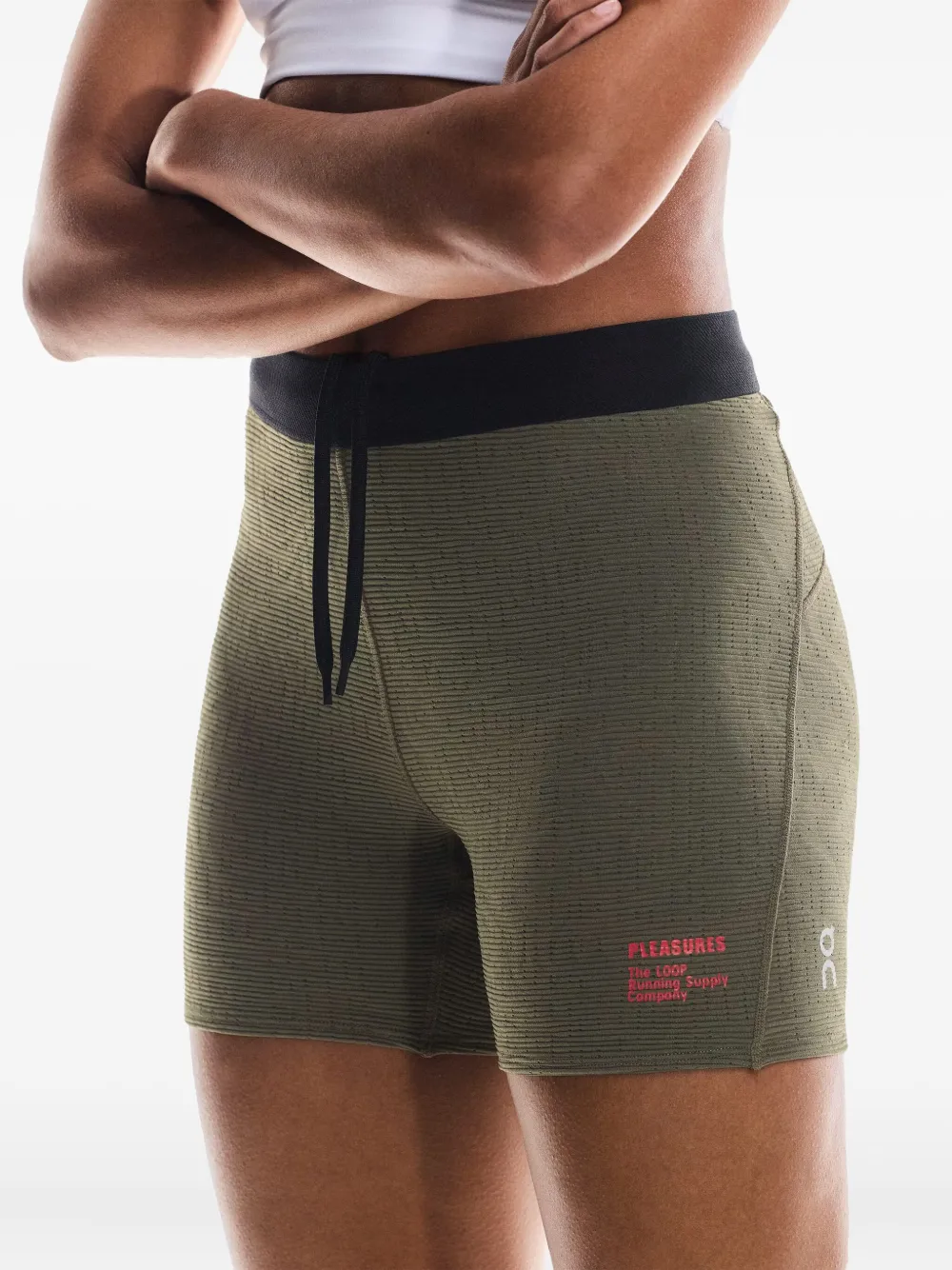 On Running X Pleasures X The Loop Textured High-waisted Shorts In Gray