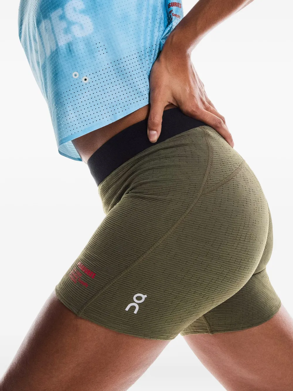 On Running X Pleasures X The Loop Textured High-waisted Shorts In Gray
