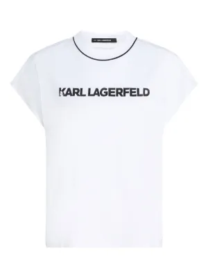 売れ筋商品|||カールラガーフェルド カットソー トップス レディース Women's Logo-Trim Top White レディース Tシャツ | KARL LAGERFELD