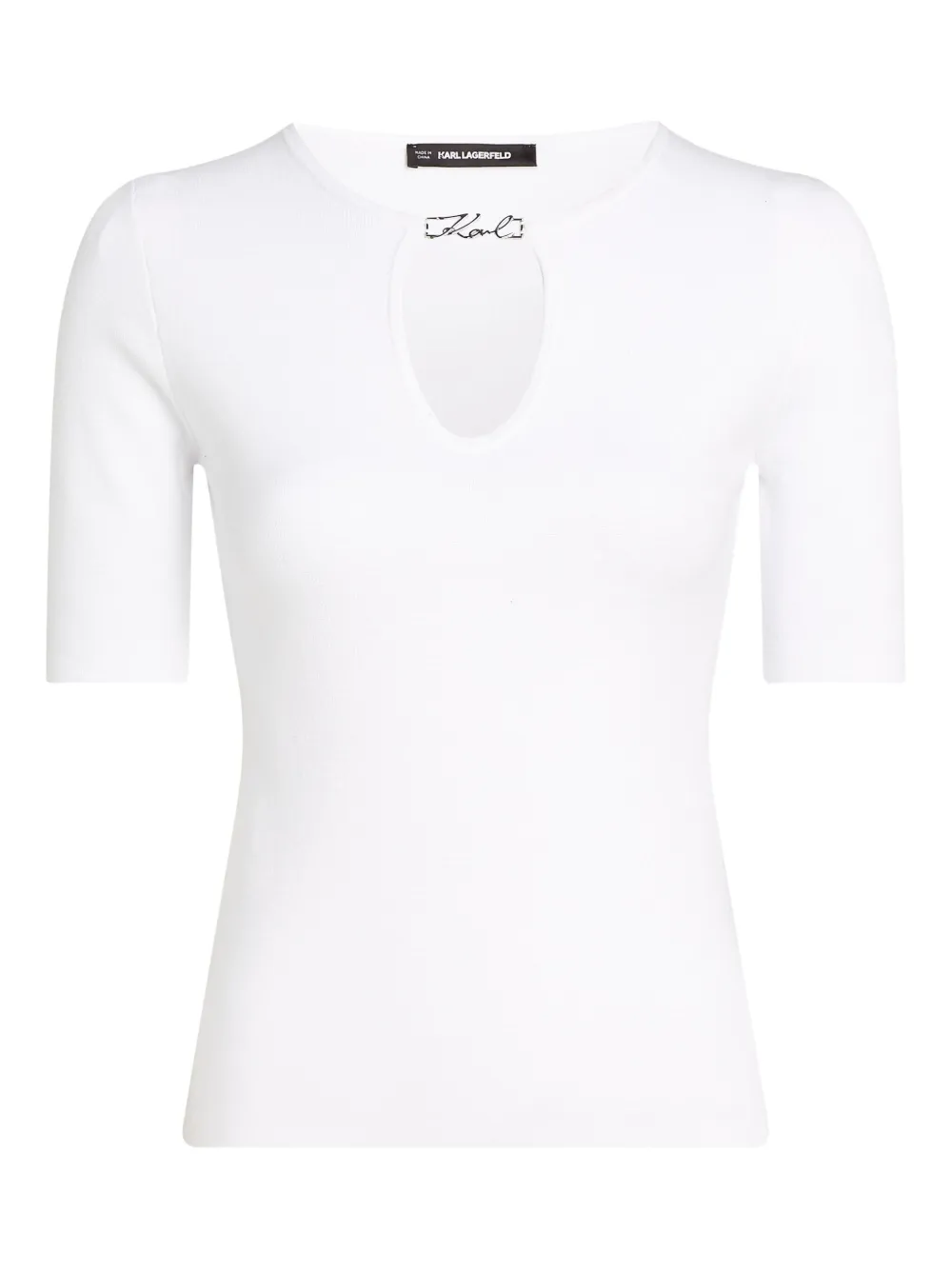 Karl Lagerfeld signature charm knit top - ホワイト Karl Lagerfeld signature charm knit top - ホワイト