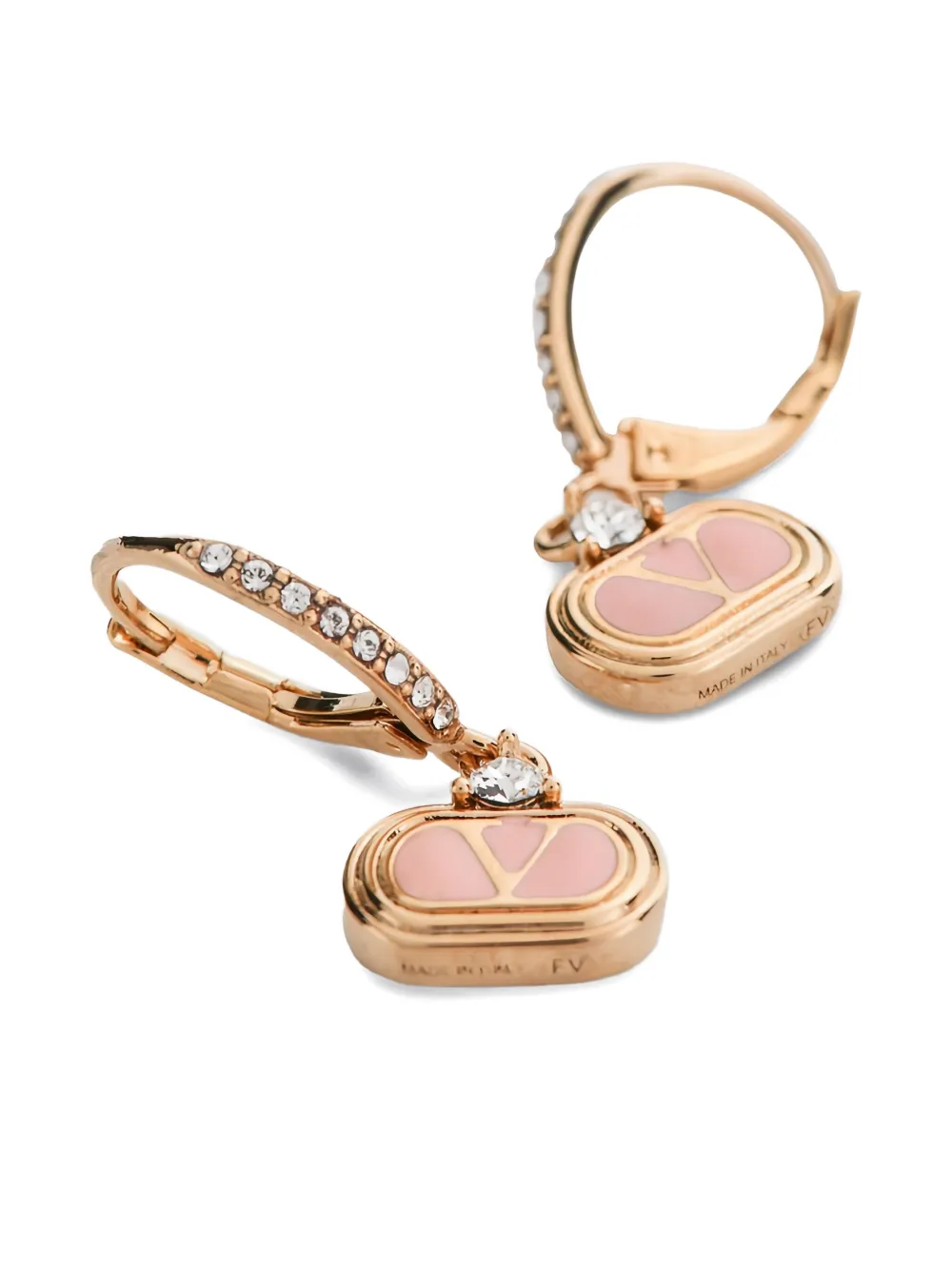 Valentino Crystal-embellished Vlogo Signature Earrings In Brown
