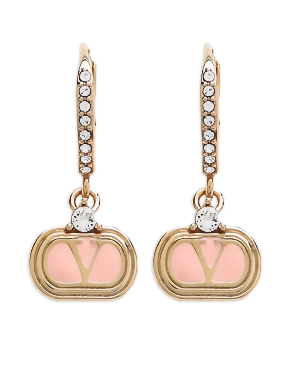 Valentino Crystal-embellished Vlogo Signature Earrings In Brown