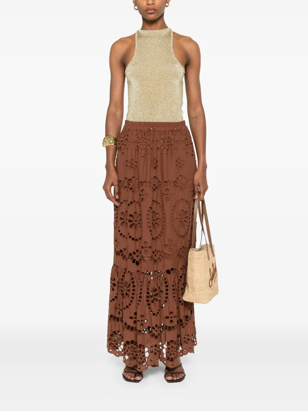 Shop Mc2 Saint Barth Broderie-anglaise Skirt