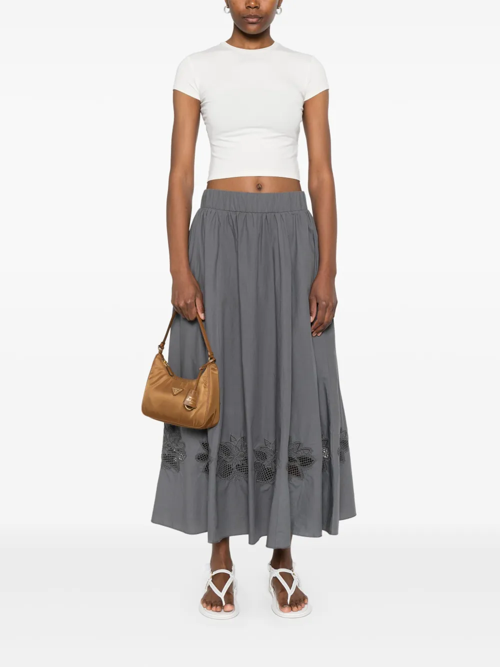 Luisa Cerano Katoenen midi-rok - Grijs