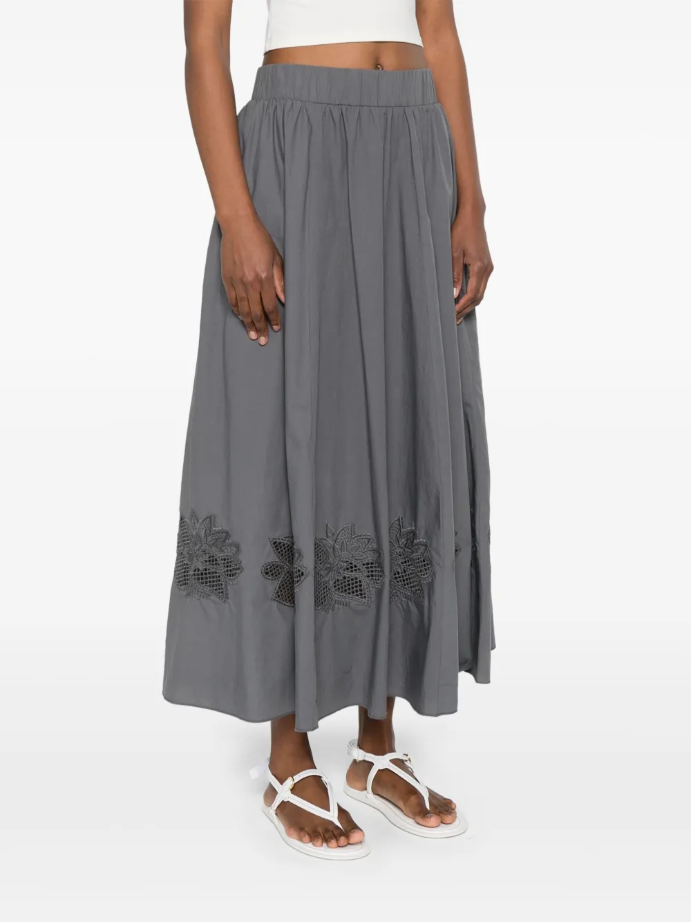 Luisa Cerano Katoenen midi-rok Grijs