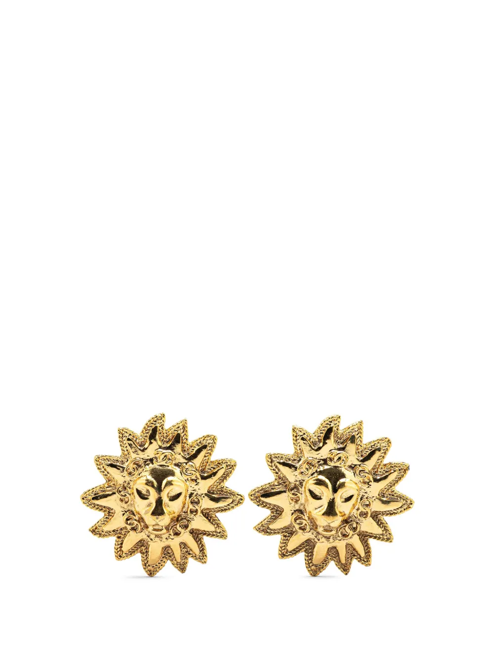 CHANEL Pre-Owned 1970-1980 Gold Plated Lion Motif Clip On Earrings costume earrings | Gold | Image 1