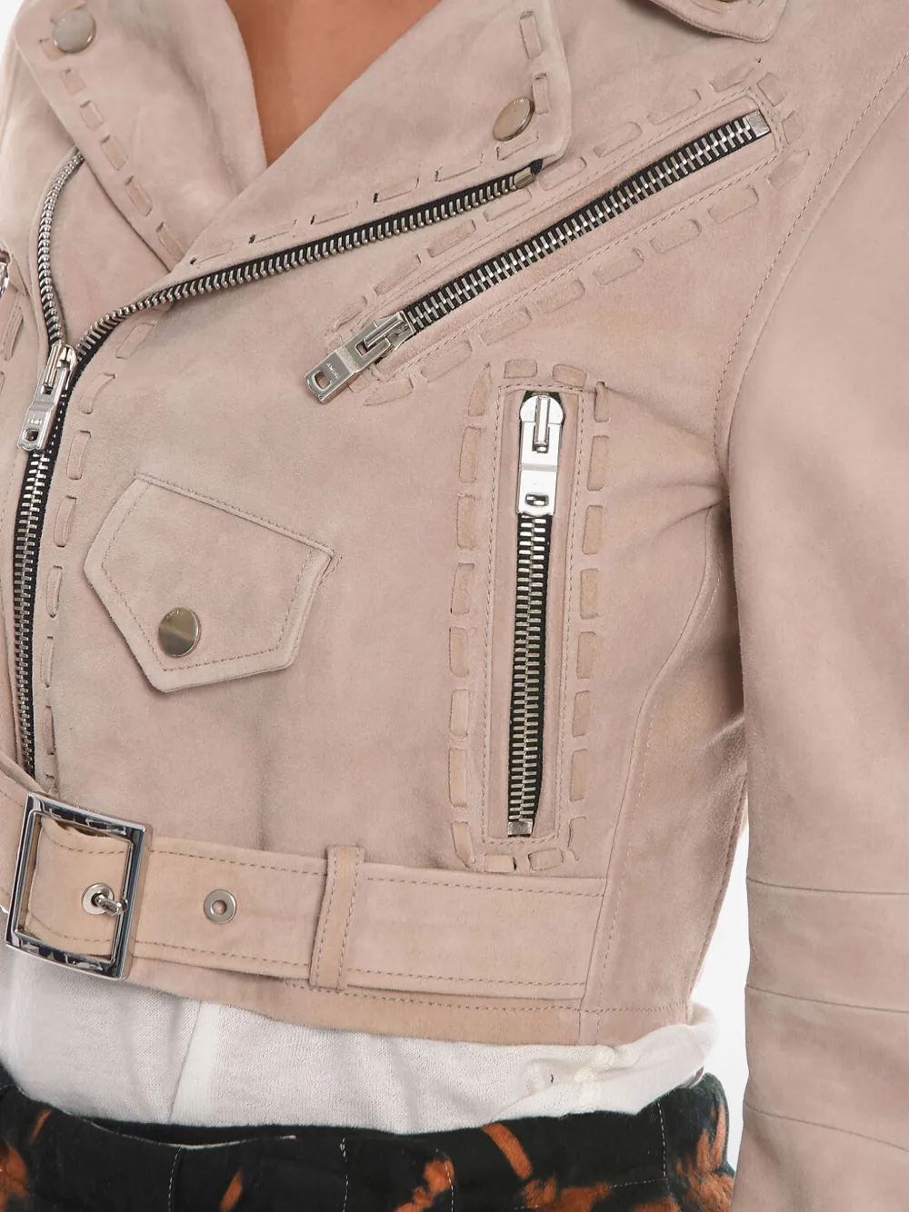 AMIRI Cropped suède bikerjack Beige
