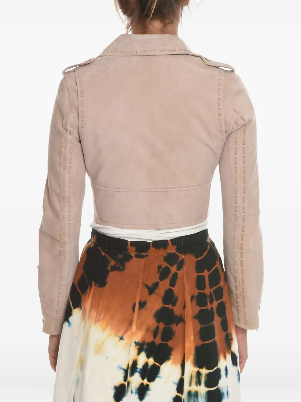 AMIRI Cropped suède bikerjack Beige