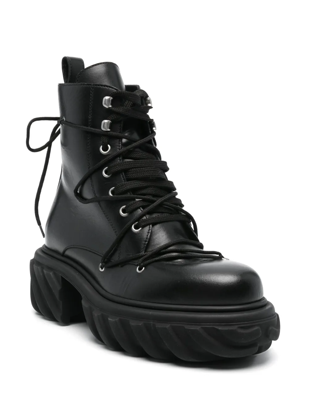 Off-White Pre-Owned 65 mm leren combat boots - Zwart