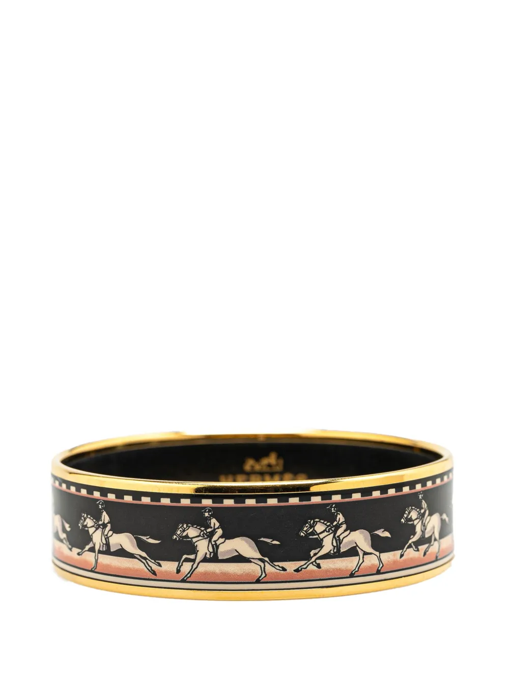 Pre-owned Hermes 20th Century Wide Horse Enamel Bangle 62 Costume Bracelet