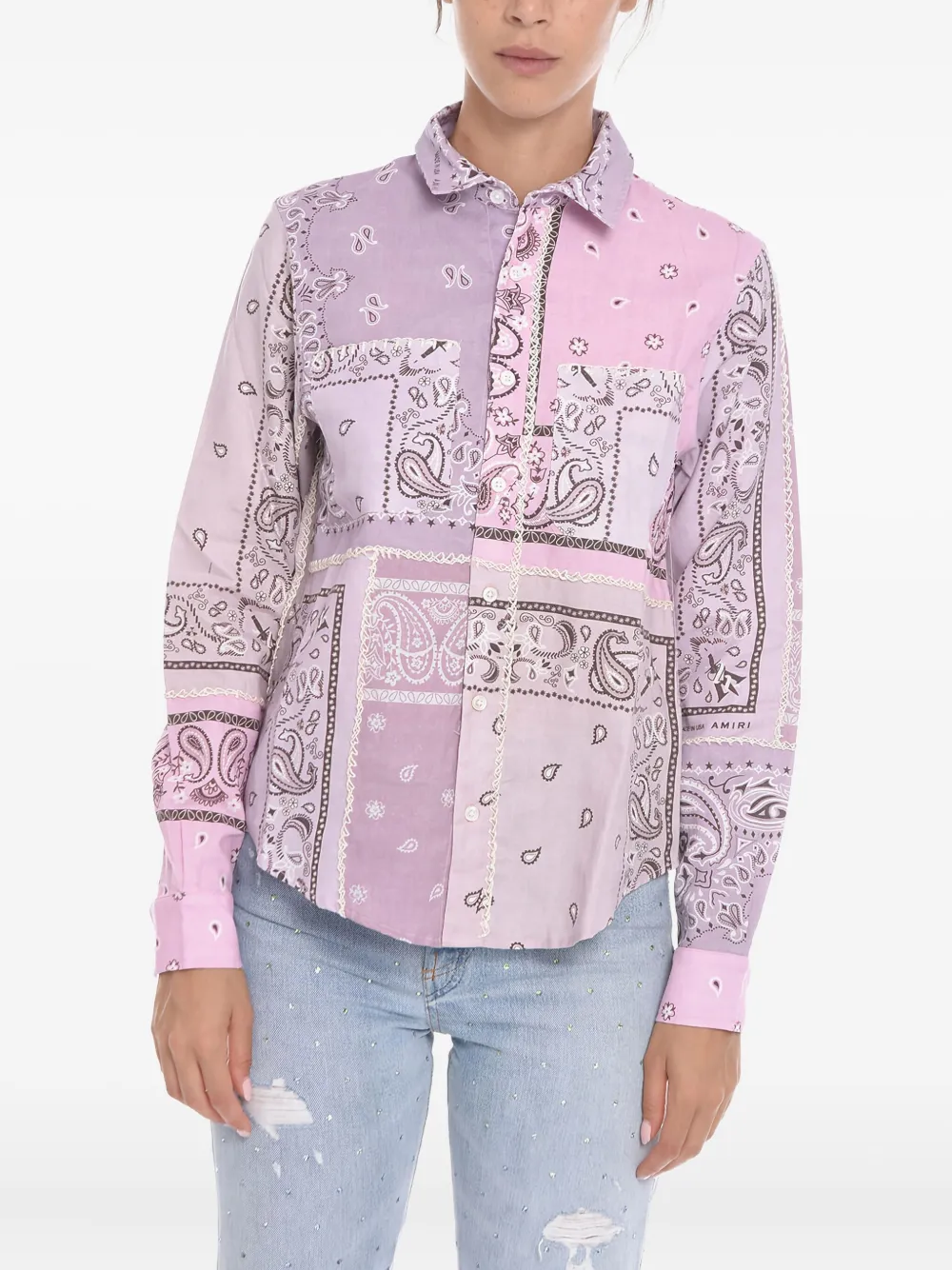 AMIRI Shirt met paisley-print Roze