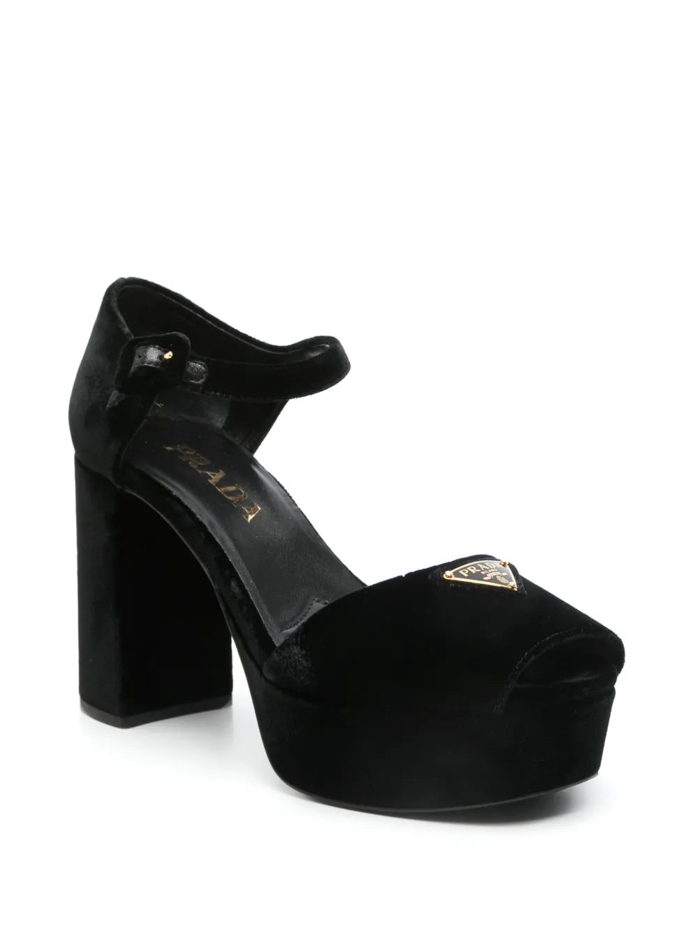 Prada Pre-Owned 90 mm fluwelen sandalen - Zwart