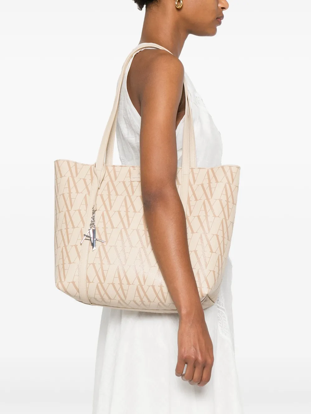 Armani Exchange Shopper met monogram - Beige