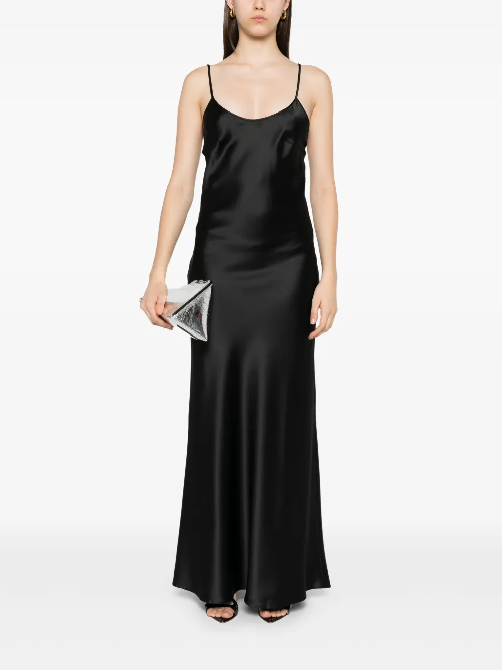 Atu Body Couture Satijnen maxi-jurk - Zwart