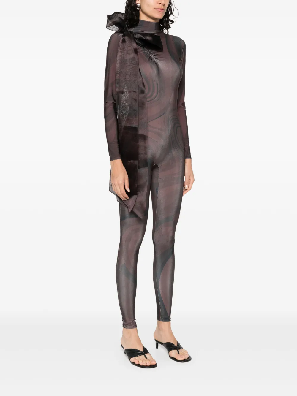 Atu Body Couture Jumpsuit met chocoladeprint Bruin