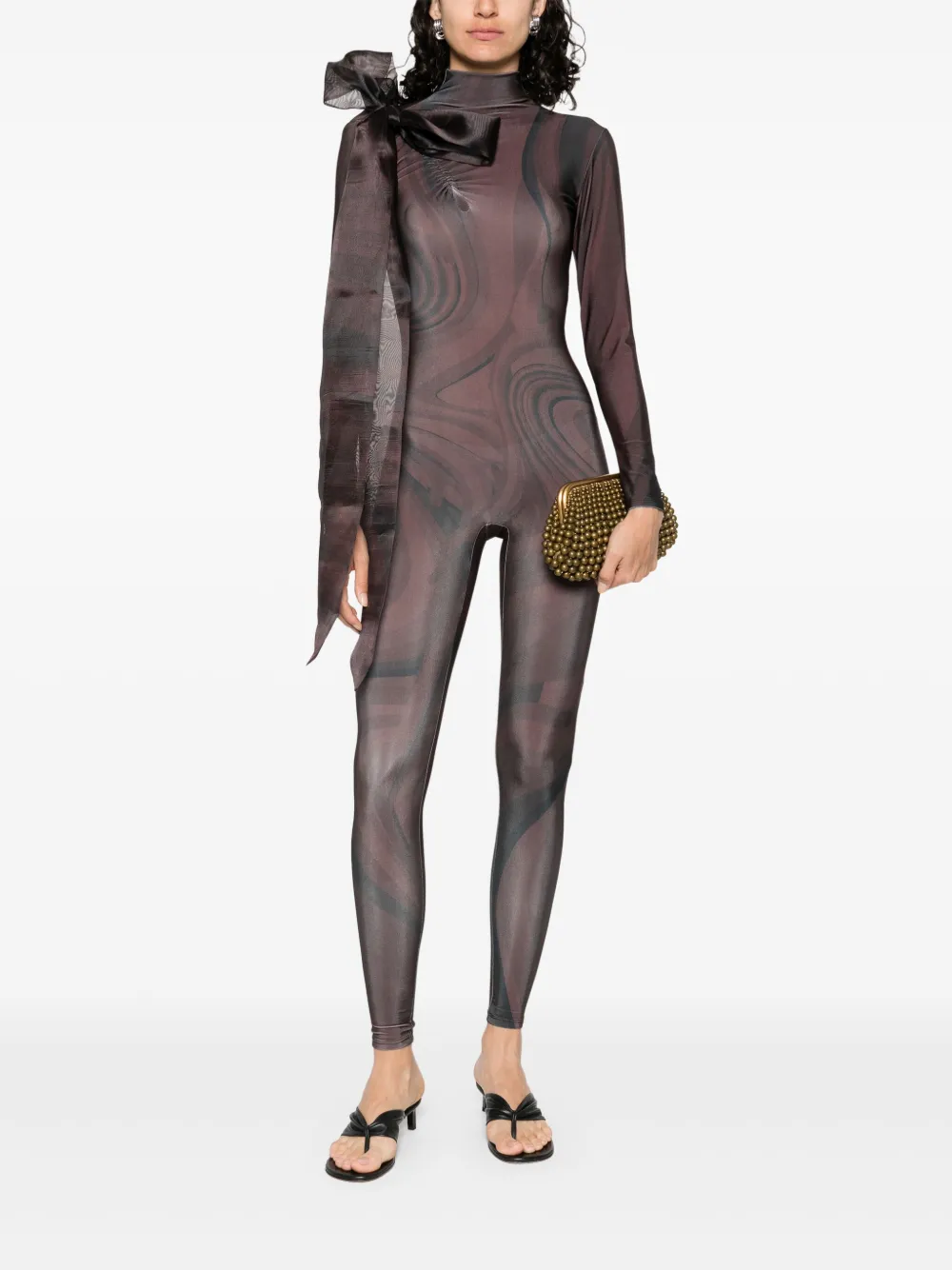 Atu Body Couture Chocolate-print jumpsuit - Bruin