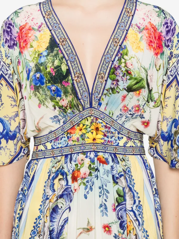 CAMILLA シルク マキシドレス Camilla シルク カフタン マキシドレス | ブルー | FARFETCH JP