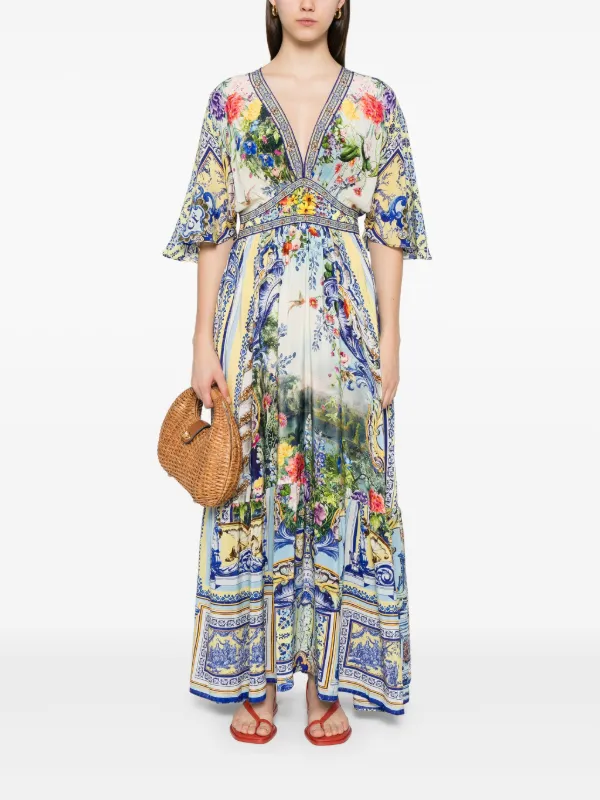 Camilla fitted-waist Silk Maxi Dress | Blue | FARFETCH Camilla fitted-waist Silk Maxi Dress | Blue | FARFETCH