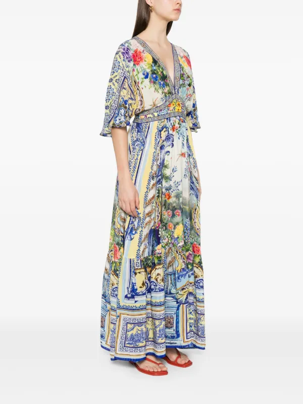 CAMILLA シルク マキシドレス Camilla シルク カフタン マキシドレス | ブルー | FARFETCH JP