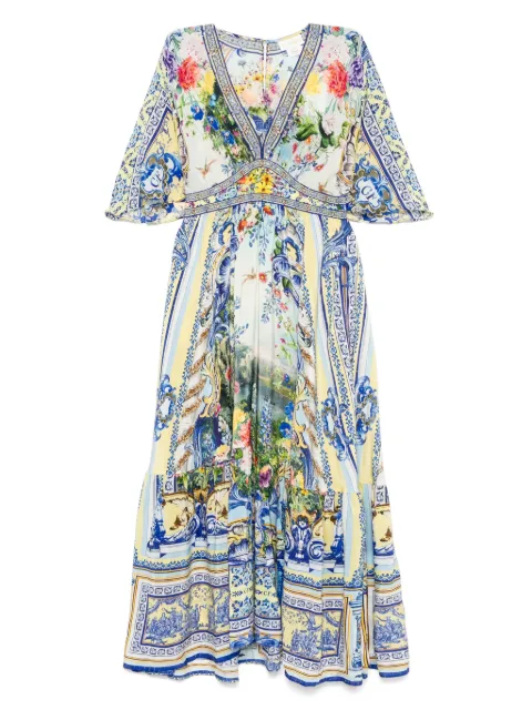 Camilla fitted-waist silk maxi dress