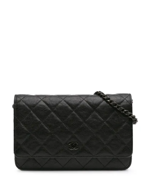 CHANEL Pre-Owned 2017-2018 Quilted Crumpled Calfskin So Black Wallet On Chain crossbody bag