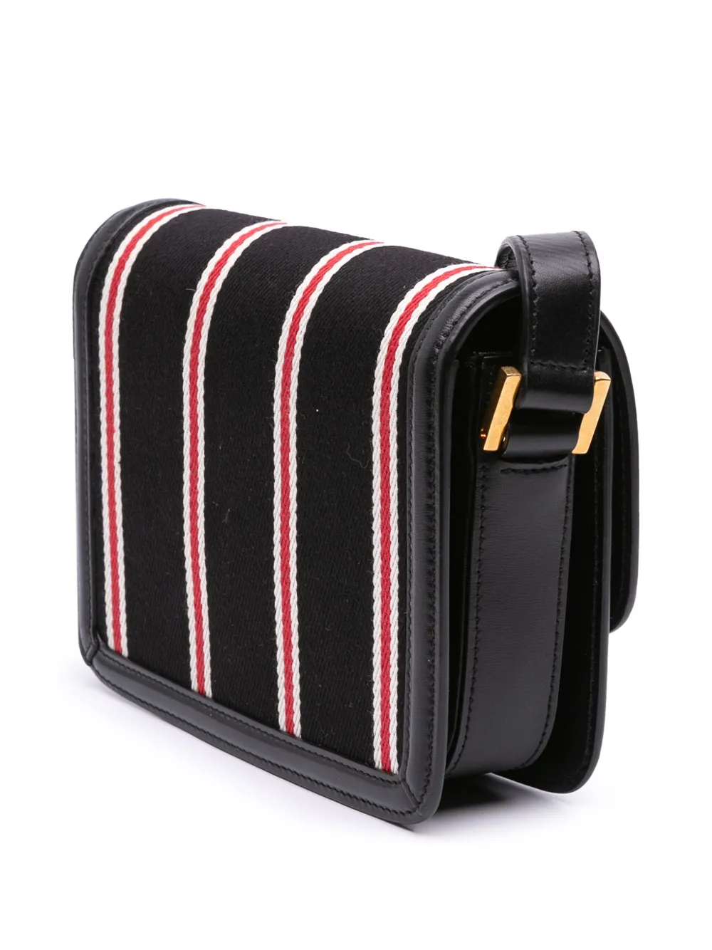 Pre-owned Saint Laurent 2021 Small Canvas Striped Solferino Satchel In Box Crossbody Bag