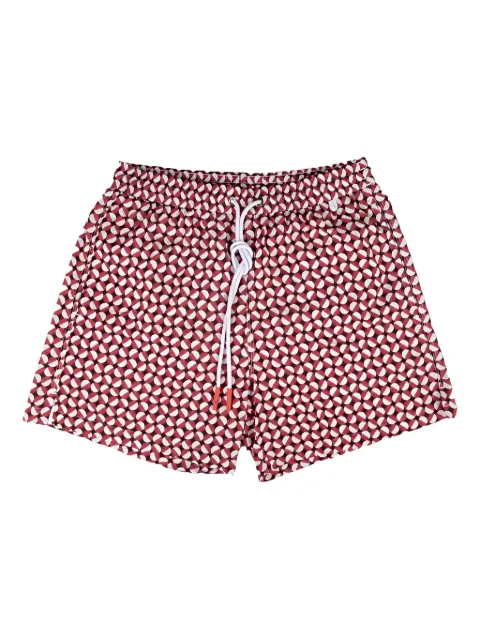 Isaia geometric-print swim shorts