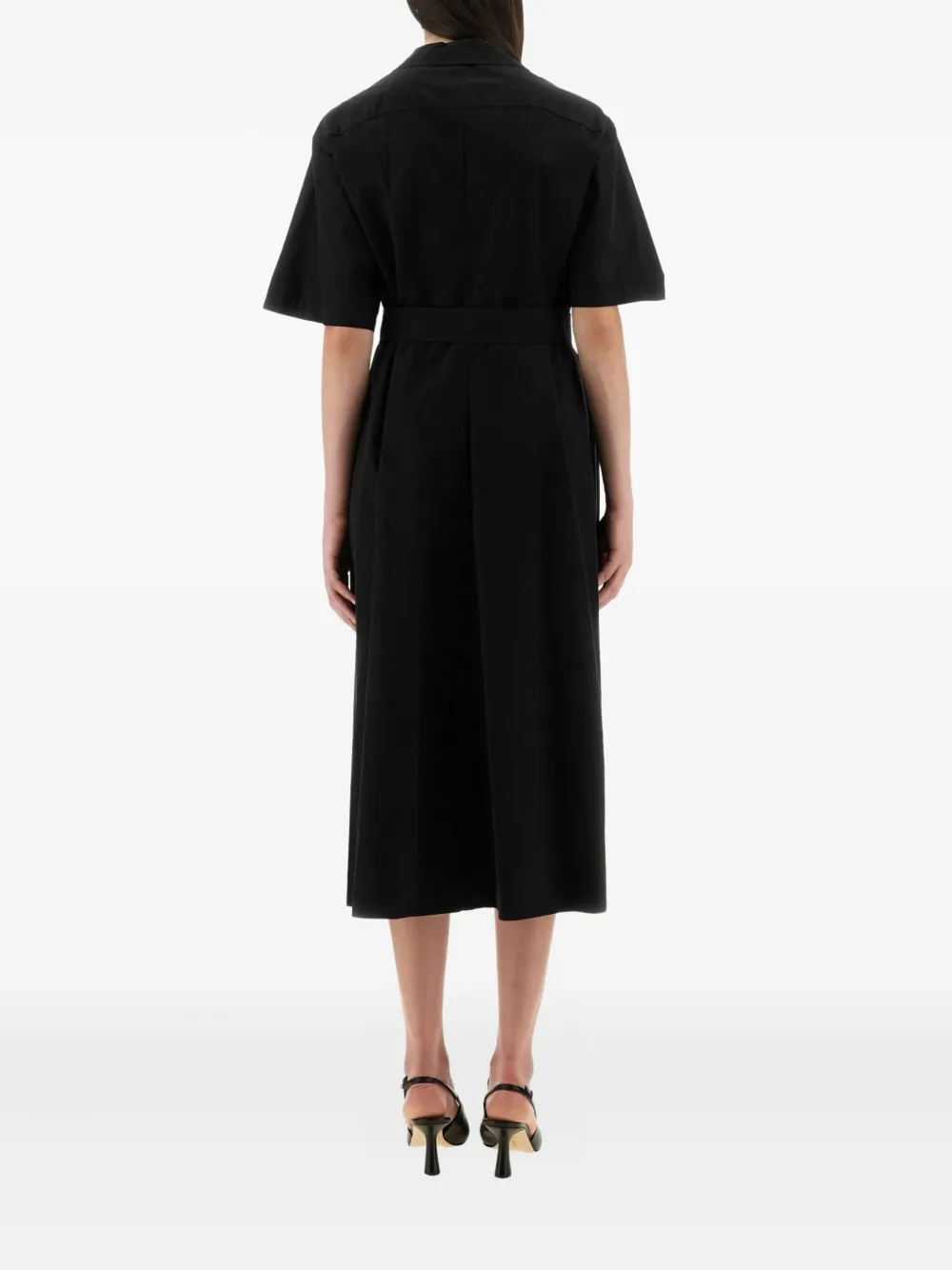ASPESI Maxi-jurk met knoopsluiting en ceintuur Zwart