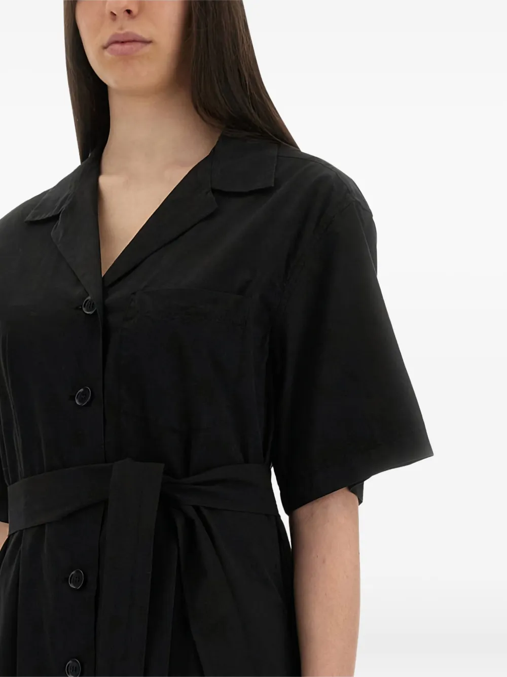 ASPESI Maxi-jurk met knoopsluiting en ceintuur Zwart