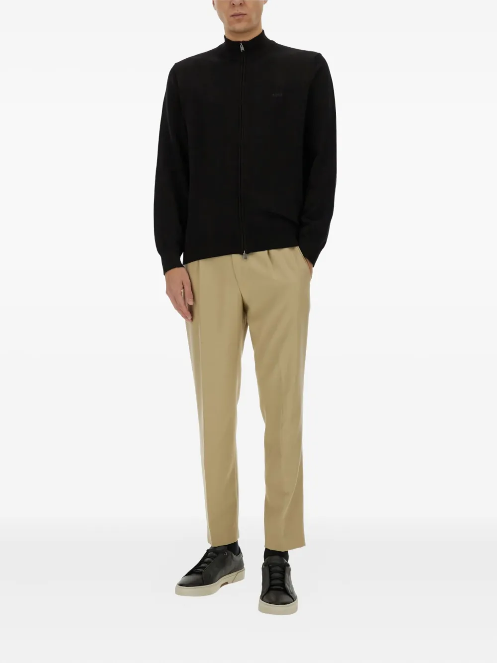 BOSS Sweater met rits Zwart