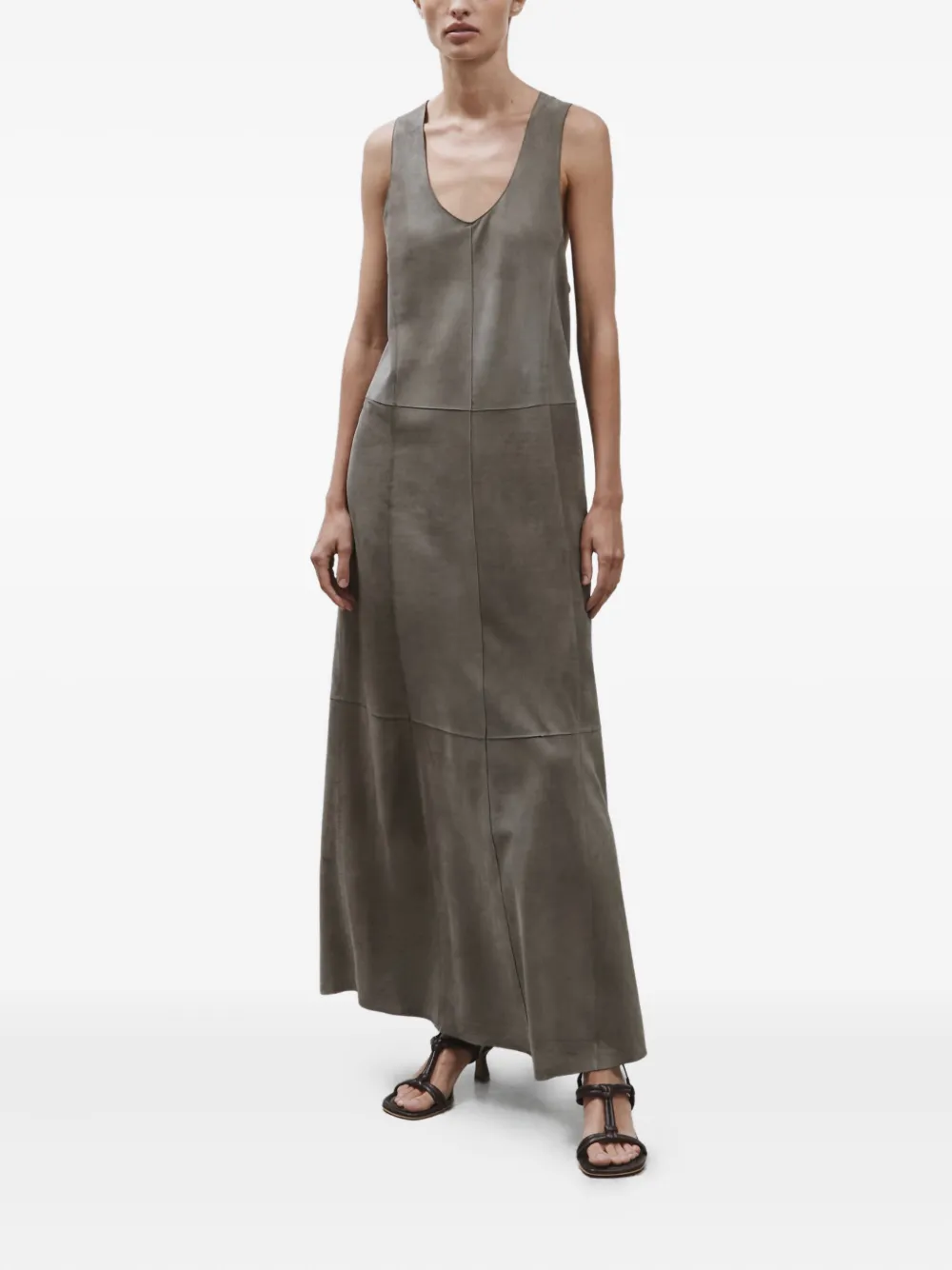 Alysi Mouwloze maxi-jurk Bruin