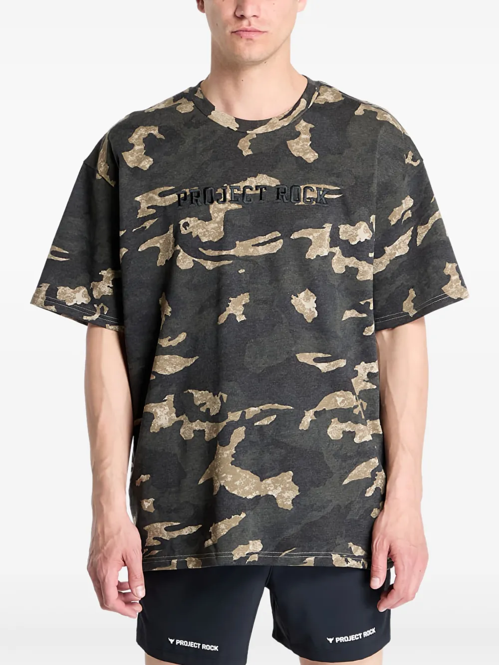 Under Armour Project Rock camo-print T-shirt | Grey | Image 1