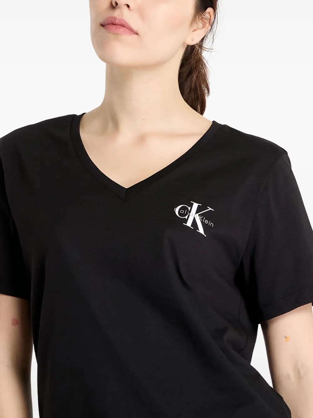 Calvin Klein Jeans Est.1978 Logo V-neck Tee In White